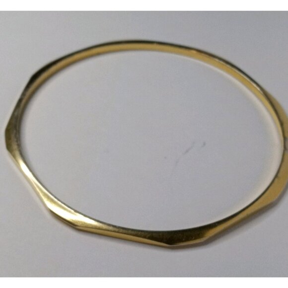 MONET Signed Vintage Gold Tone Octagonal Bangle Bracelet Thin Plated Band Brass - Picture 7 of 8